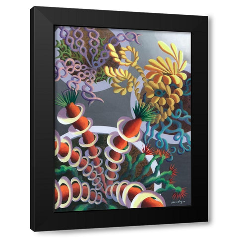 Dream Flowers IX Black Modern Wood Framed Art Print with Double Matting by Wang, John Z.