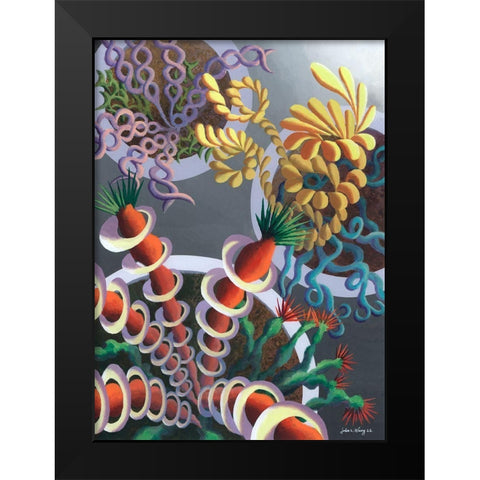 Dream Flowers IX Black Modern Wood Framed Art Print by Wang, John Z.