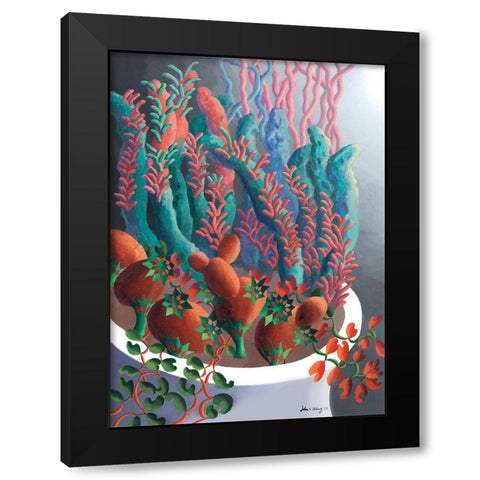 Dream Flowers X Black Modern Wood Framed Art Print with Double Matting by Wang, John Z.