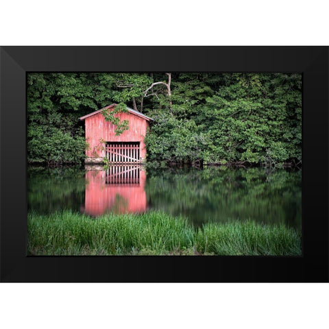 Little Red Boat House-Alabama Black Modern Wood Framed Art Print by Alabama Picture Archive
