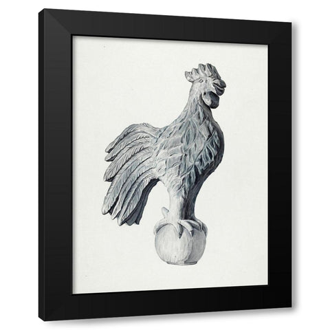 Cock Weather Vane Illustration Black Modern Wood Framed Art Print with Double Matting by Merchant, Flora