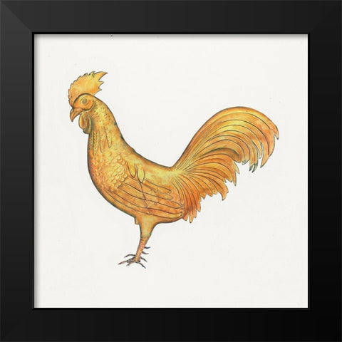 Cock Weather Vane  Black Modern Wood Framed Art Print by Chickens