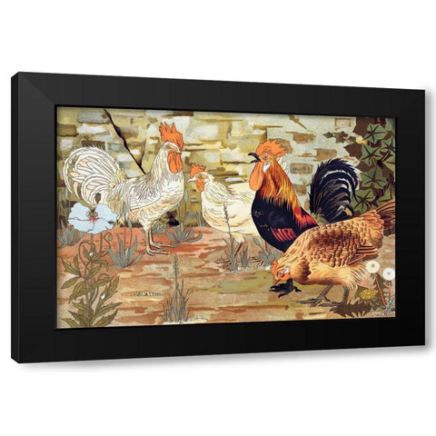 Coqs et poules from Lanimal dans la decoration  Black Modern Wood Framed Art Print with Double Matting by Verneuil, Maurice Pillard