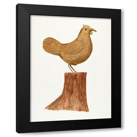 Little Wooden Hen Black Modern Wood Framed Art Print with Double Matting by Bent, Mildred E.