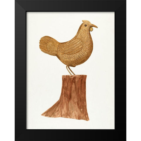 Little Wooden Hen Black Modern Wood Framed Art Print by Bent, Mildred E.