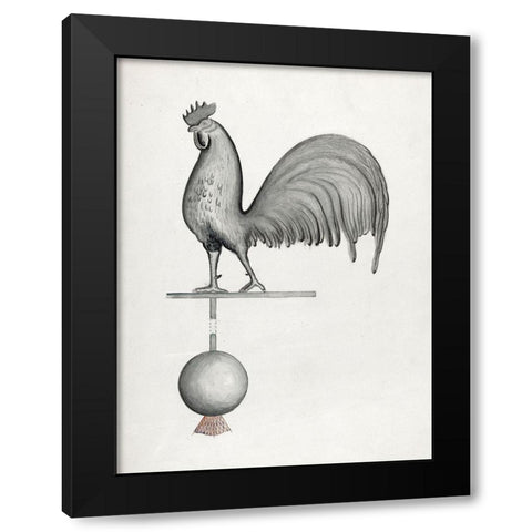 Weather Vane Iron Rooster Black Modern Wood Framed Art Print with Double Matting by Eyth, Albert