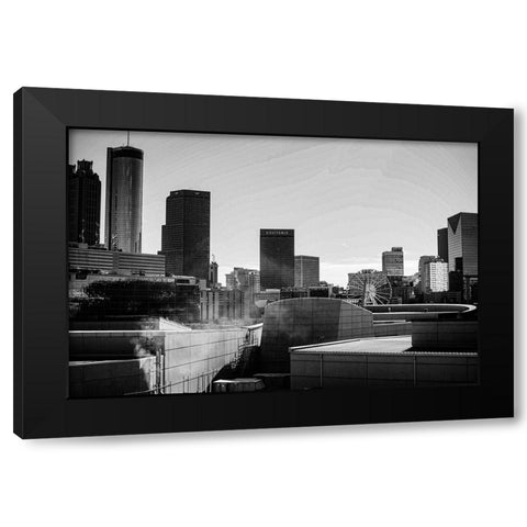 Skyscrapers and a Ferris Wheel in the Skyline of Atlanta-Georgia Black Modern Wood Framed Art Print by Georgia Picture Archive