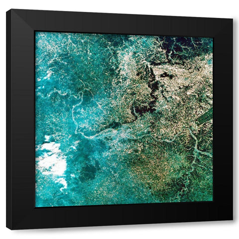 The Meandering Ohio River Black Modern Wood Framed Art Print with Double Matting by NASA