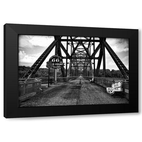 The Old Chain of Rocks Bridge over the Mississippi River Black Modern Wood Framed Art Print by Missouri Picture Archive