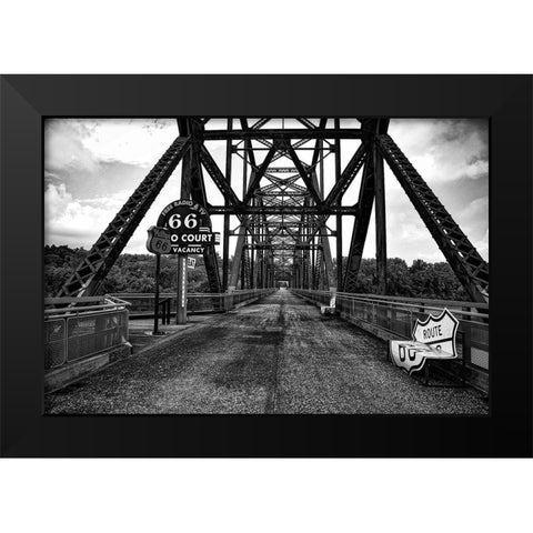 The Old Chain of Rocks Bridge over the Mississippi River Black Modern Wood Framed Art Print by Missouri Picture Archive