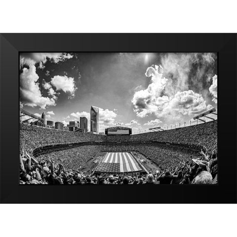 Carolina Panthers Military Appreciation Football Game Black Modern Wood Framed Art Print by South Carolina Picture Archive