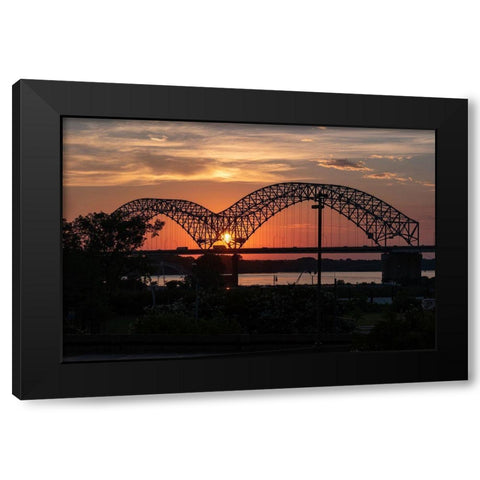 Hernando de Soto Bridge Memphis Tennessee Black Modern Wood Framed Art Print with Double Matting by Tennessee Picture Archive