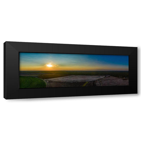 Aerial Panorama of the Ernie Schirmer Farms Cotton Harvest in Batesville-Texas Black Modern Wood Framed Art Print by Texas Picture Archive