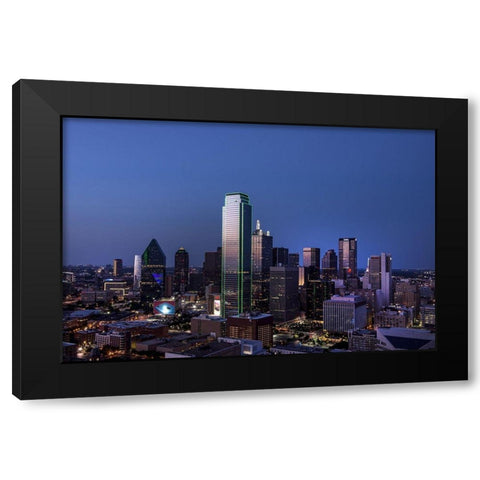 Downtown Dallas-Texas at Dusk Black Modern Wood Framed Art Print with Double Matting by Texas Picture Archive