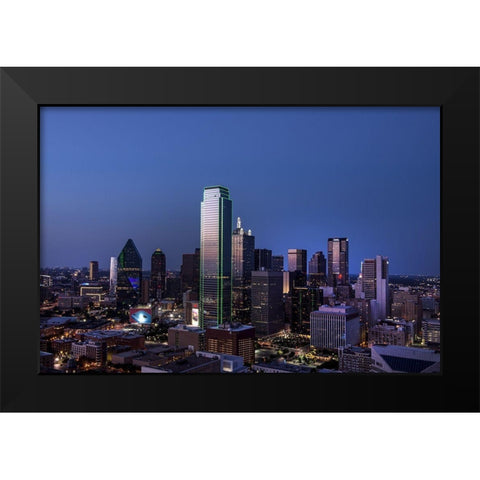 Downtown Dallas-Texas at Dusk Black Modern Wood Framed Art Print by Texas Picture Archive