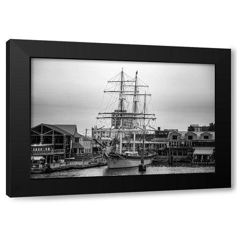Galveston Texas Black Modern Wood Framed Art Print with Double Matting by Texas Picture Archive