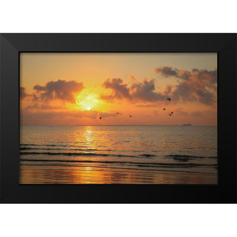 Gulf Coast Sunset Black Modern Wood Framed Art Print by Texas Picture Archive