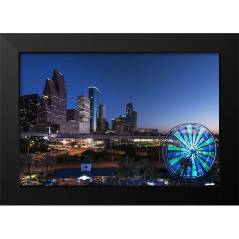 Houston City-Texas at Night Black Modern Wood Framed Art Print by Texas Picture Archive