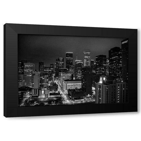 Houston-Texas at Night Black Modern Wood Framed Art Print by Texas Picture Archive