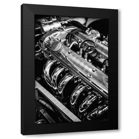 Classic Car Engine Black Modern Wood Framed Art Print by Vintage Photo Archive
