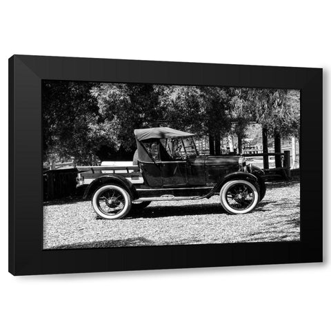 Classic Flat Bed Truck Black Modern Wood Framed Art Print with Double Matting by Vintage Photo Archive
