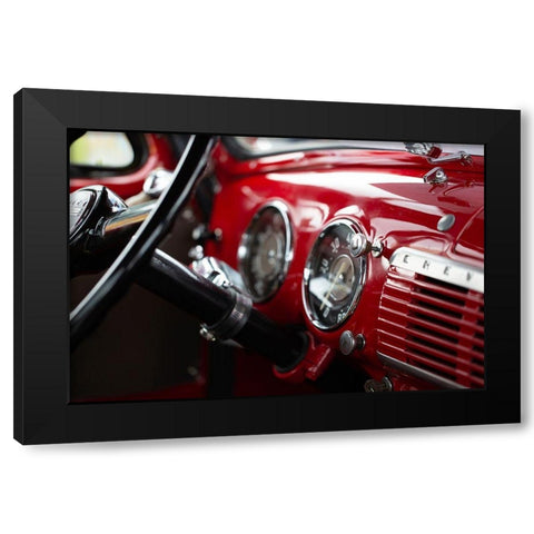 Red Classic Car Interior Black Modern Wood Framed Art Print by Vintage Photo Archive