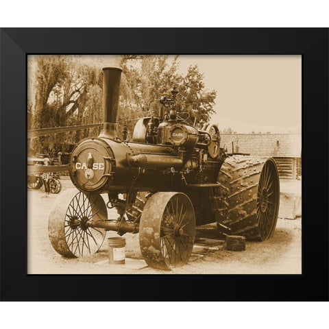 Steam Engine in Sepia Black Modern Wood Framed Art Print by Vintage Photo Archive
