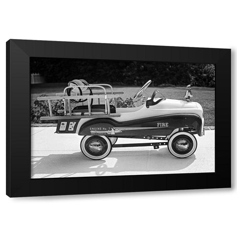 Toy Fire Truck Black Modern Wood Framed Art Print with Double Matting by Vintage Photo Archive