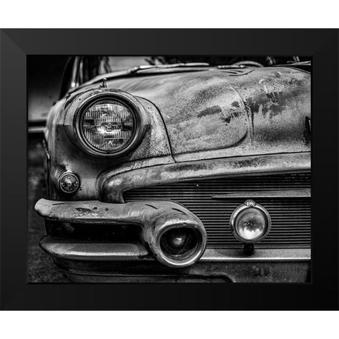 Vintage Car Closeup Black Modern Wood Framed Art Print by Vintage Photo Archive