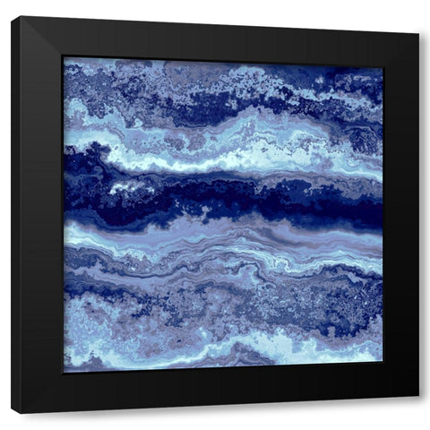 Navy Blue Agate Black Modern Wood Framed Art Print by Alpenglow Workshop