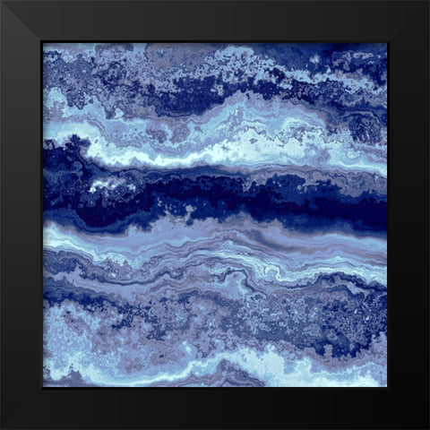 Navy Blue Agate Black Modern Wood Framed Art Print by Alpenglow Workshop