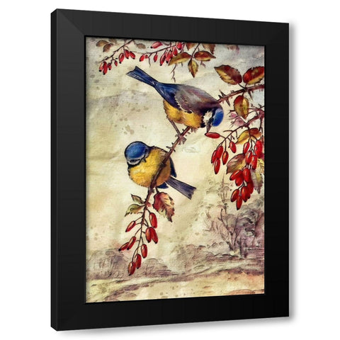 Autumn Bluebirds Black Modern Wood Framed Art Print by Alpenglow Workshop