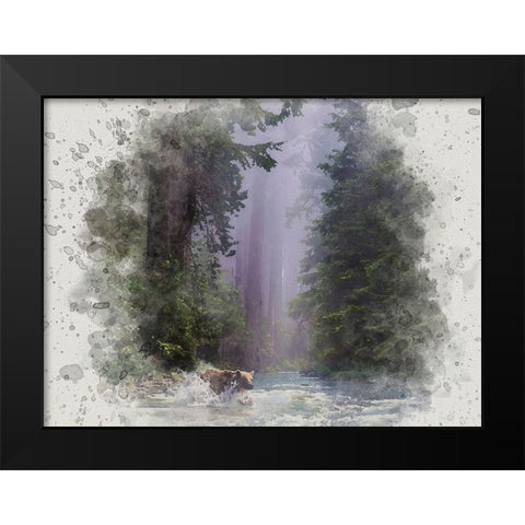 Fording the Stream Black Modern Wood Framed Art Print by Alpenglow Workshop