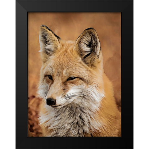 Fox Black Modern Wood Framed Art Print by Alpenglow Workshop