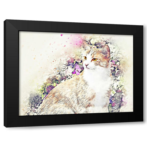 Victorian Cat Black Modern Wood Framed Art Print with Double Matting by Alpenglow Workshop
