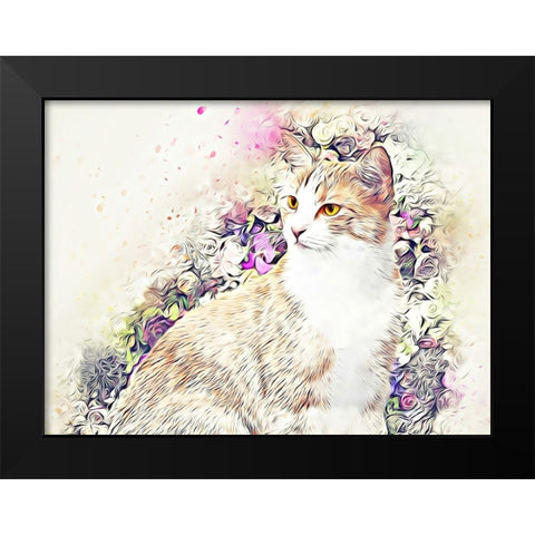 Victorian Cat Black Modern Wood Framed Art Print by Alpenglow Workshop