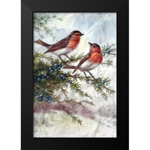 Winter Robins Black Modern Wood Framed Art Print by Alpenglow Workshop