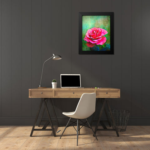 Exquisite Pink Rose Black Modern Wood Framed Art Print by Alpenglow Workshop
