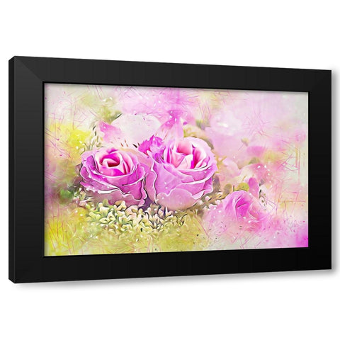 Misty Rose Bouquet Black Modern Wood Framed Art Print with Double Matting by Alpenglow Workshop