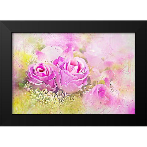 Misty Rose Bouquet Black Modern Wood Framed Art Print by Alpenglow Workshop