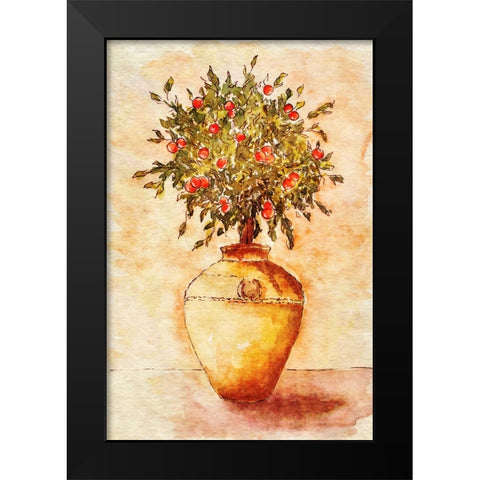 Potted Fruit Tree Black Modern Wood Framed Art Print by Alpenglow Workshop