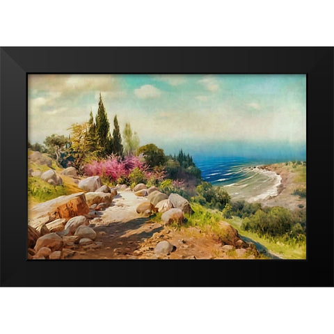 A Walk to the Seashore Black Modern Wood Framed Art Print by Alpenglow Workshop