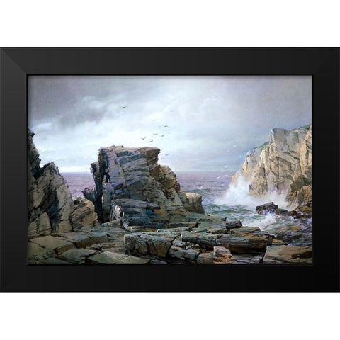 A Rocky Coast Black Modern Wood Framed Art Print by Alpenglow Workshop