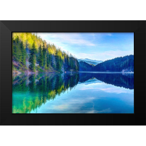 Mountain Lakeshore Black Modern Wood Framed Art Print by Alpenglow Workshop