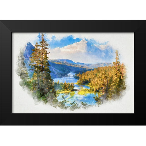 River Valley Black Modern Wood Framed Art Print by Alpenglow Workshop