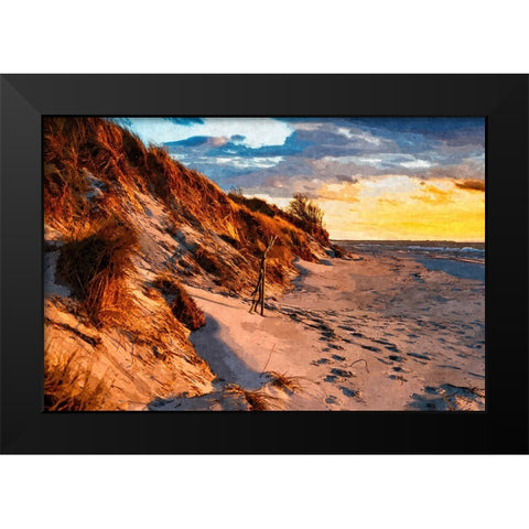 Sunset on the Dunes Black Modern Wood Framed Art Print by Alpenglow Workshop