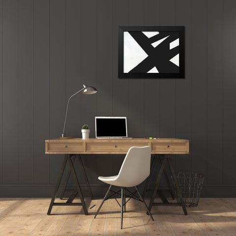 Black White Slash Black Modern Wood Framed Art Print by Alpenglow Workshop