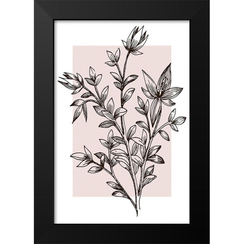 Botanical Branch Black Modern Wood Framed Art Print by Alpenglow Workshop