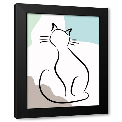 Elegant Cat I Black Modern Wood Framed Art Print with Double Matting by Alpenglow Workshop