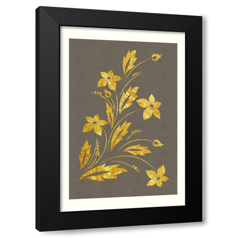 Golden Flowers Black Modern Wood Framed Art Print with Double Matting by Alpenglow Workshop